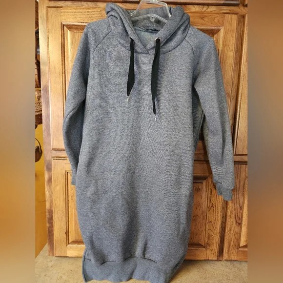 Nutexrol Fleece Hoodie Dress Gray Size S - Picture 10 of 10